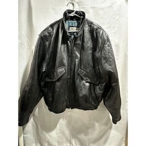 Collective Concepts Dark Leather Bomber Jacket